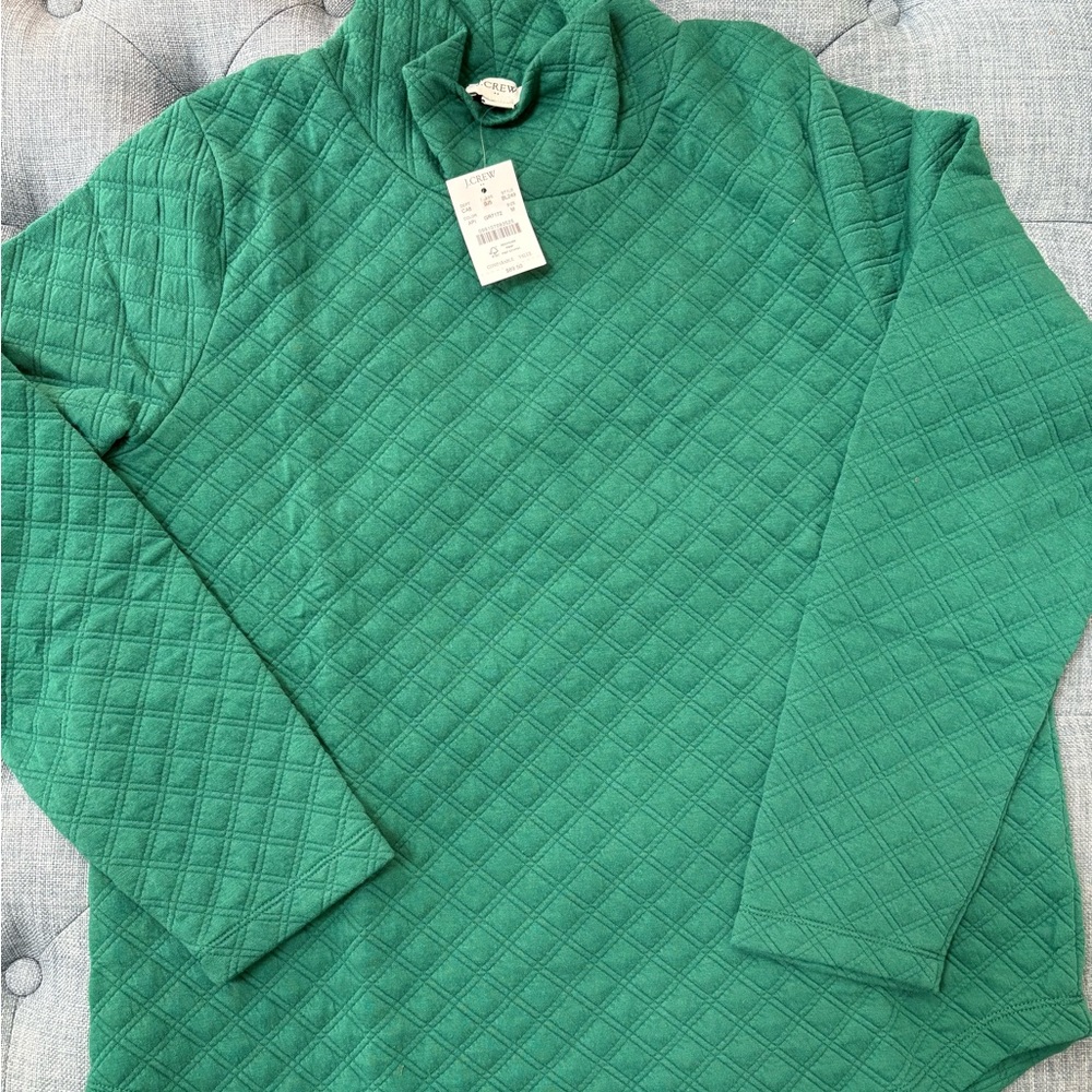 J. Crew Green Quilted Long Sleeve Top